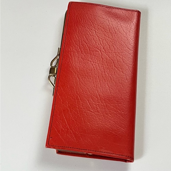 Vintage King calfskin wallet with kisslock poppy red, 1950-1960s retro ladys - Picture 10 of 16